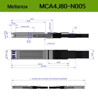 Mellanox DAC-kabel MCA4J80-N005 Actieve koperkabel IB Twin Port NDR 800 Gb/s OSFP 5 meter