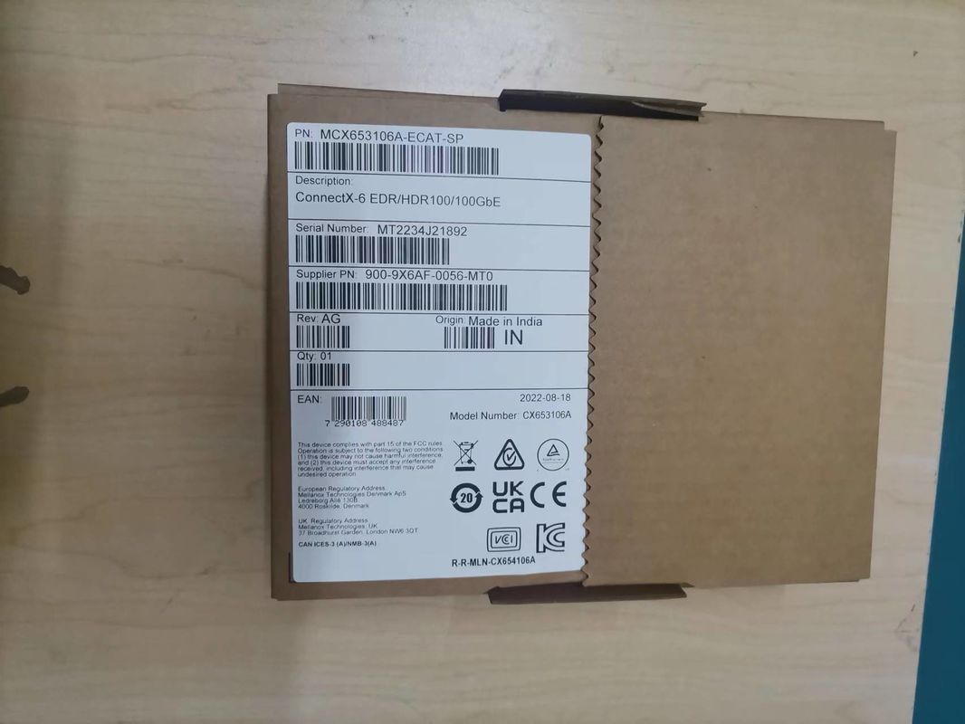 MCX653105A-ECAT ConnectX-6 VPI Adapter Card 100Gb/S HDR100 EDR IB 100GbE Single Port QSFP56