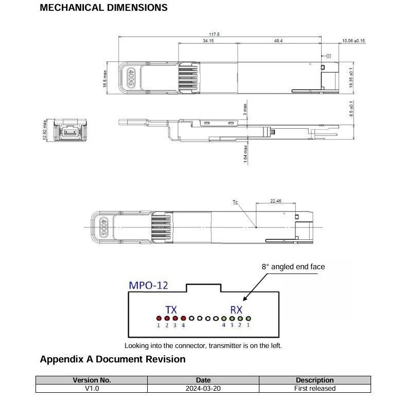 Interface voor datacenterbeheer CMIS 4.0 400G optische transceiver met 500m SMF-link