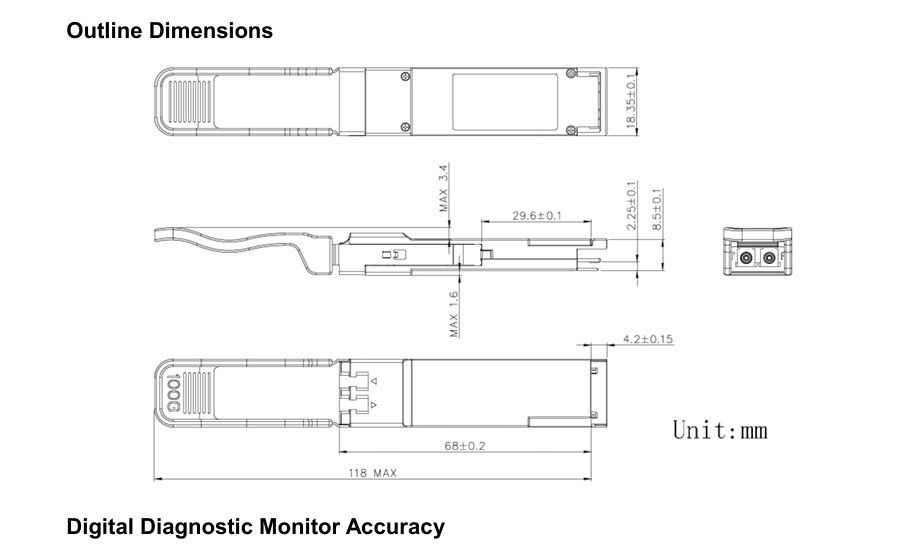 100G QSFP28 2km CWDM4 Glasvezel Transceivers Ethernet Netwerkvermogen ≤3.5W Minimale vordering ≤3.5W 2km Bereik Oorspronkelijk