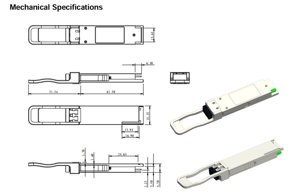 100G QSFP28 ZR4 LC Duplex Optische Transceiver 80km SFP28 LR4 103Gbps EML LAN-WDM Transceiver met digitale diagnose