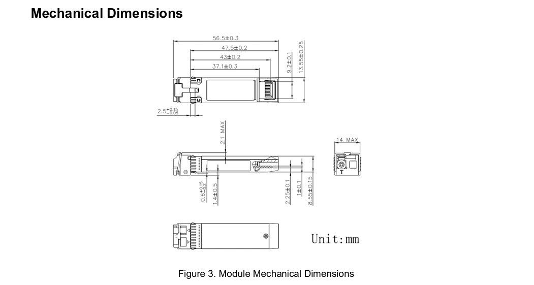Single 3.3V±5% Power Source 25G SFP28 10km Glasvezel Transceiver Snelheidscommunicatieapparatuur met 1 en Single Mode