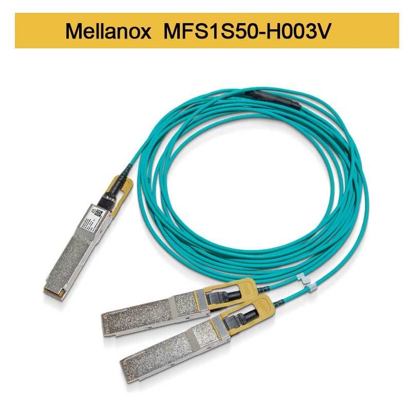 MFS1S50-H003V AOC-kabel 200 GbE naar 2x100 GbE QSFP56 naar 2xQSFP56 MMF Mellanox AOC-kabel