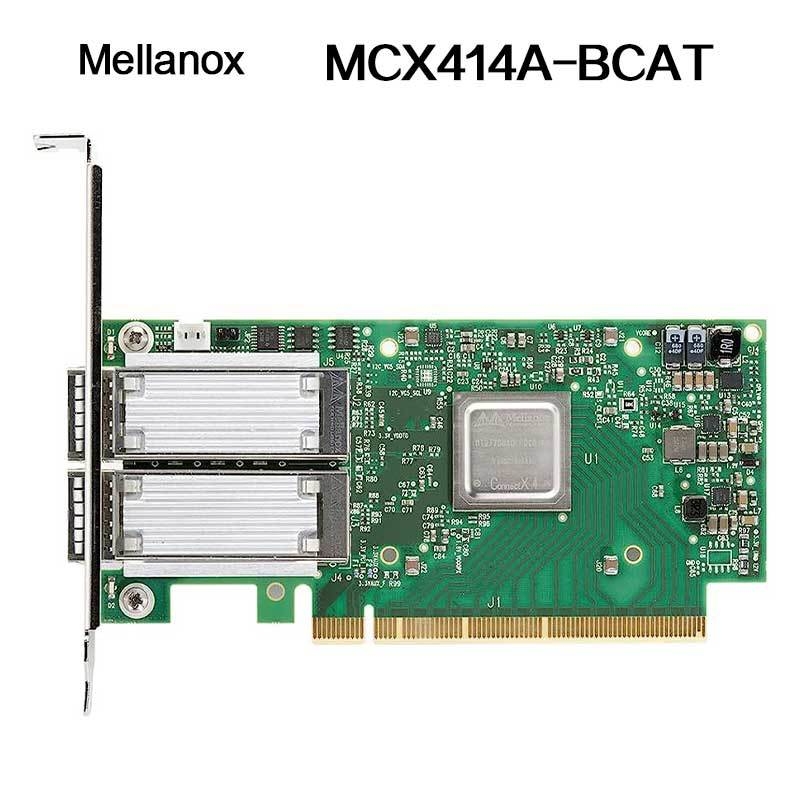 Nvidia 900-9X426-0054-Sq0 MCX414A-BCAT ConnectX-4 EN netwerkinterfacekaart, 40/56 GbE dual-port QSFP28, PCIe3.0 x8, hoge beugel