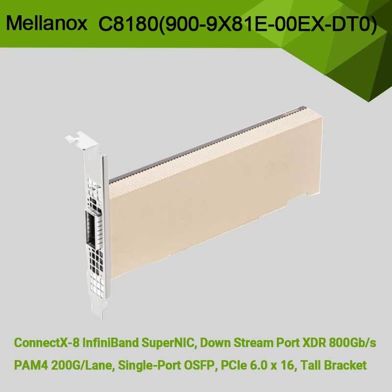 Nvidia Connectx-8 Adapter C8180 (900-9X81E-00EX-DT0) Single-Cage Osfp Infiniband: 800 gbs Xdr Ib