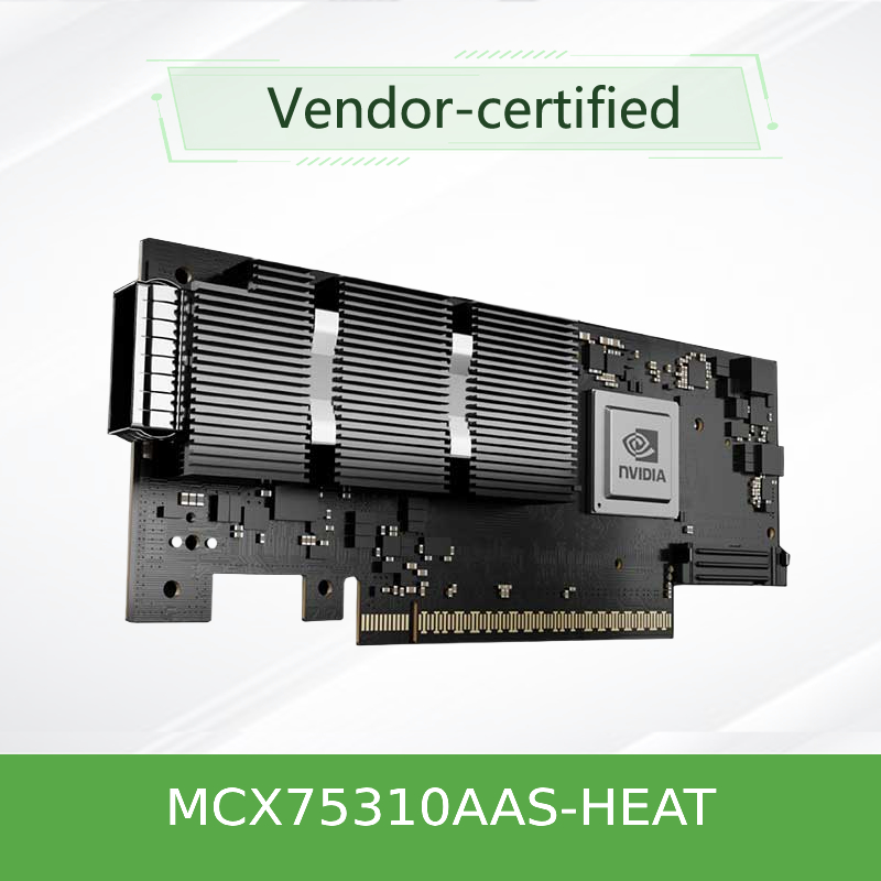 NVIDIA ConnectX-7 Adapter MCX75310AAS-HEAT ((900-9X766-003N-ST0) Single-port OSFP InfiniBand: NDR200 200GB/s (Standaard snelheid) Ethernet: 200GbE PCIe X16 Gen 4.0/5.0