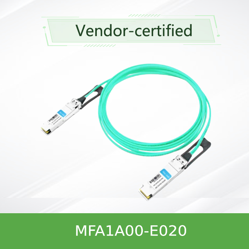 Nvidia Mfa1a00-Xxxx 100GB/S Qsfp28 Mmf Actieve optische kabel Mfa1a00-E020 Actieve glasvezelkabel Ib EDR 100GB/S